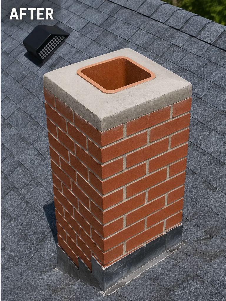 Rebuilt chimney crown and brick after repair
